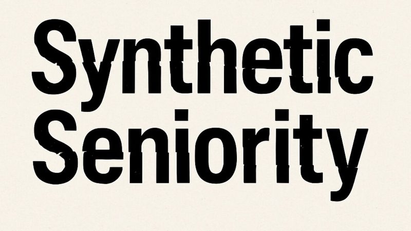 The words Synthetic Seniority set in heavy type, the letters misprinted and slipping out of register