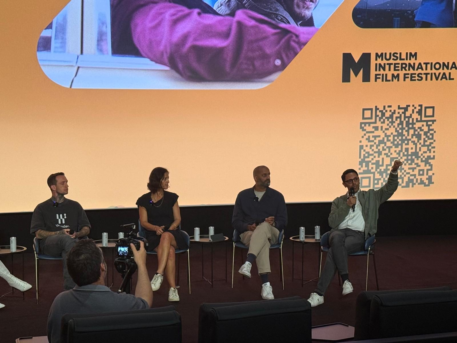 Rahim Hirji speaking on a panel at the Muslim International Film Festival