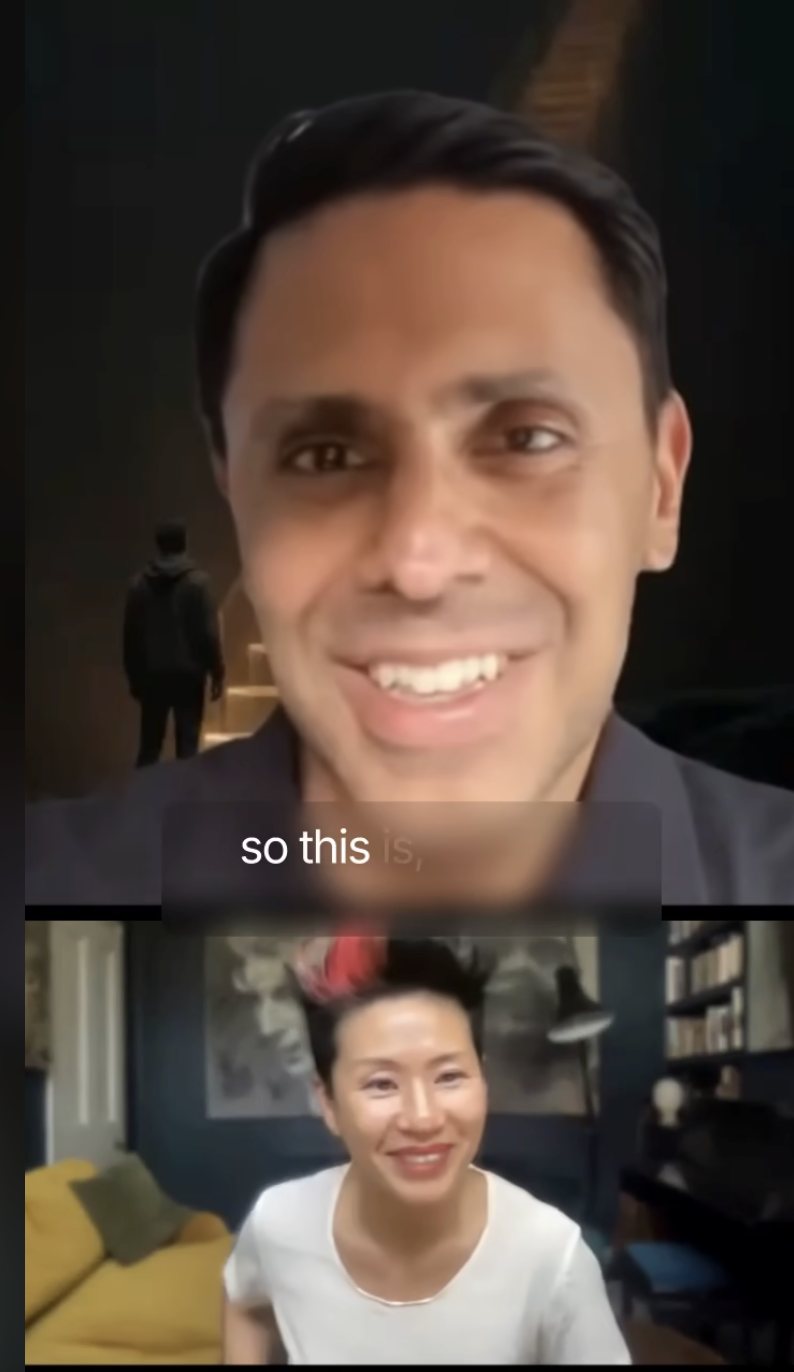 Rahim Hirji recording a podcast conversation